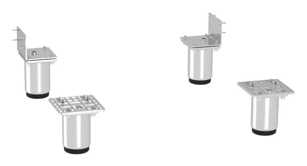 [9086924] LIEBHERR Nachrüstsatz Edelstahl-Stellfüsse – 15 bis 18 cm